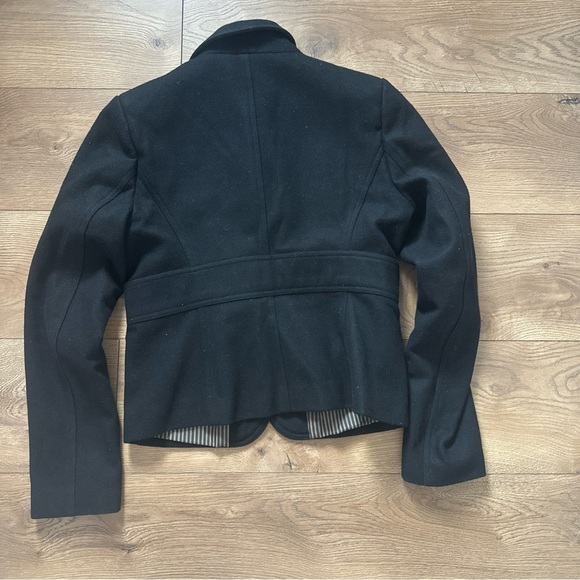 Zara Black Wool Blend Military Coat SZ L - Picture 2 of 7